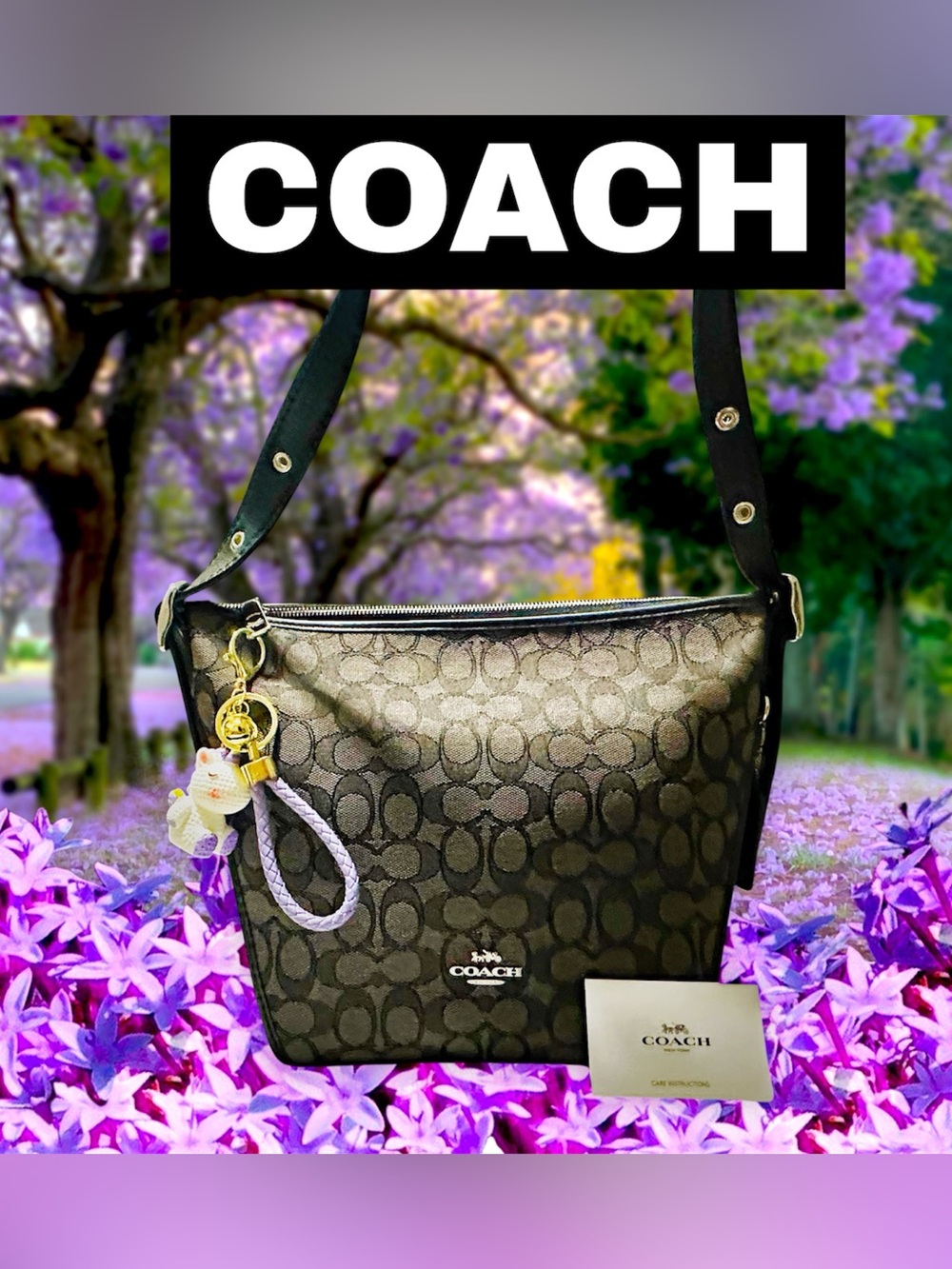Rare Coach soho Shoulder Bag Black Signature Jacquard crossbody bag - Picture 8 of 17